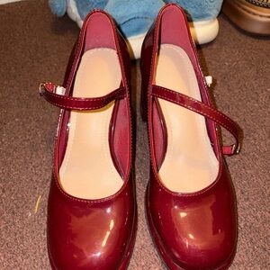 Elegant Burgundy Mary Jane Heels